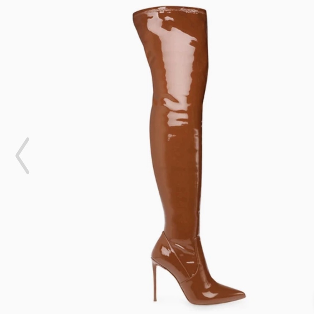 Vava cognac patent latex Steve Madden boots